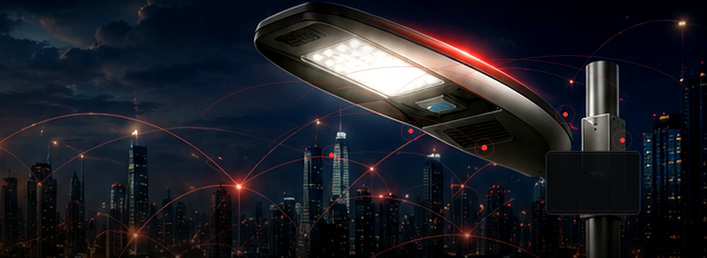 Ciudad inteligente con luminaria pública conectada